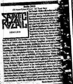 Sadistic Ritual : Demo 2010